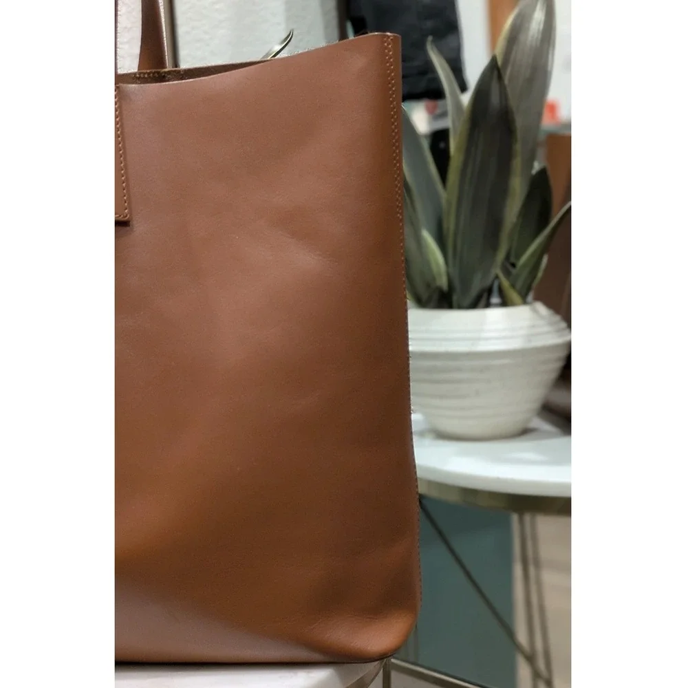 Everlane The Day Market Tote Bag Lg Cognac Brown‎ Italian Leather Minimalist